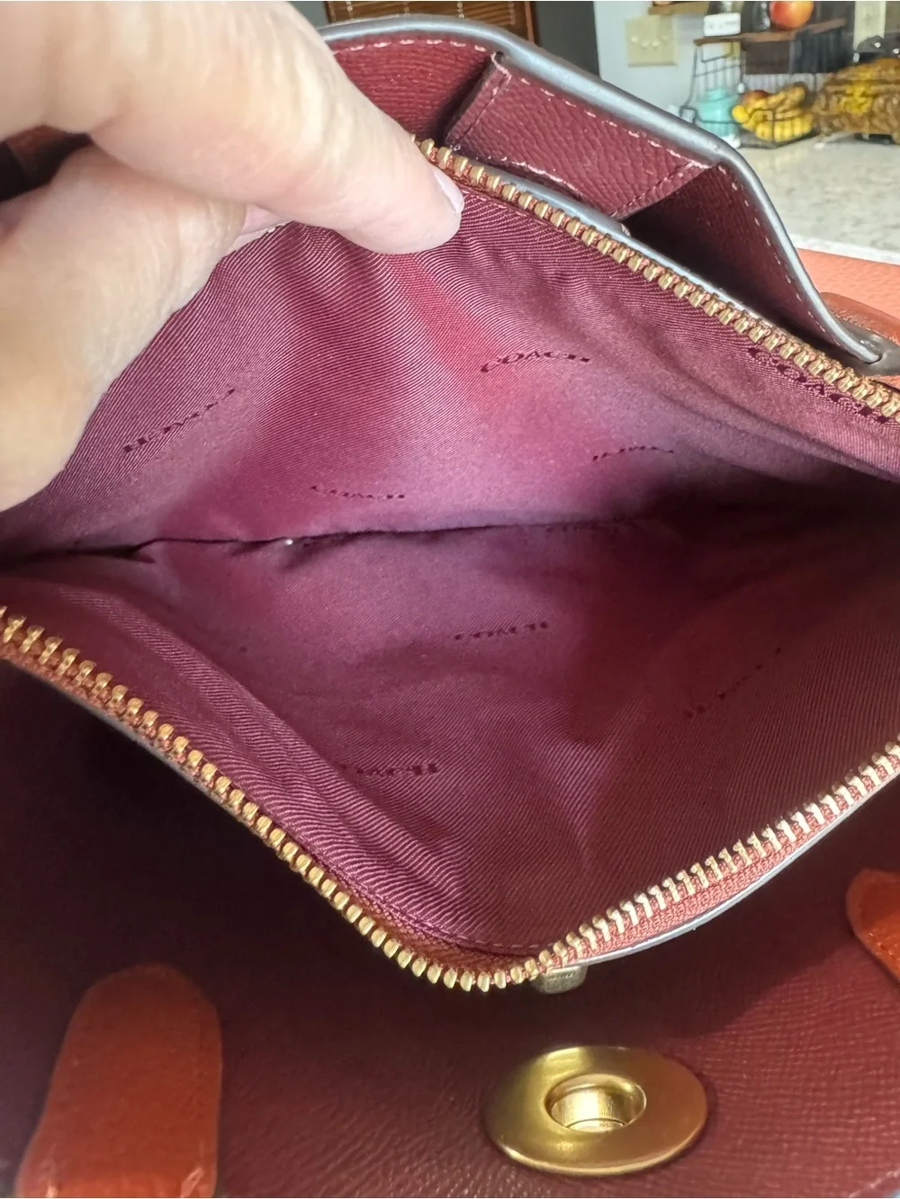 Coach Willow 24 Coral Leather Tote with Brown Trim